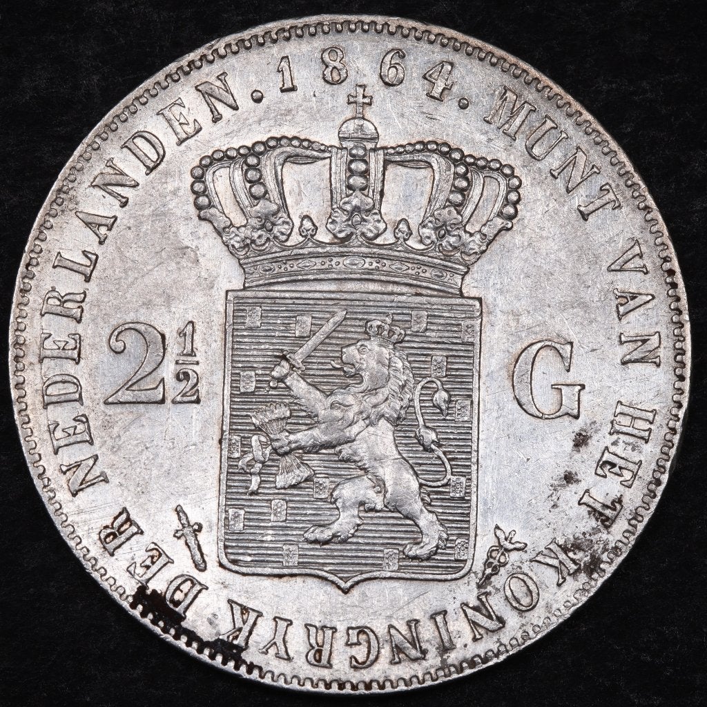 Rijksdaalder 1864. Zfr+. (P), Postzegels en Munten, Munten | Nederland, Koning Willem III, Zilver, Ophalen of Verzenden, Losse munt