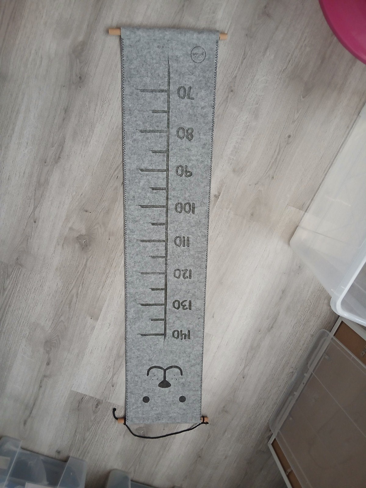Jollein Groeimeter - Grijs Vilt met Houten Stangen, Ophalen, Jollein, Zo goed als nieuw, Wanddecoratie