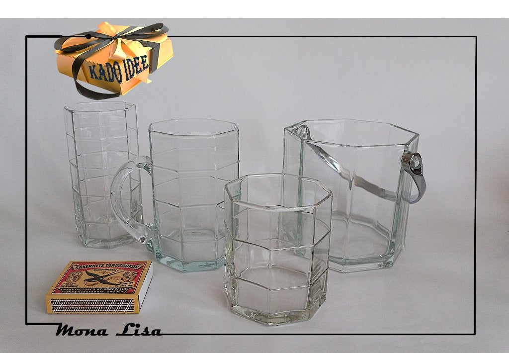 Glazen, achthoekig - handgeblazen  TIME STUDIO !, Ophalen of Verzenden, Glas, Overige stijlen