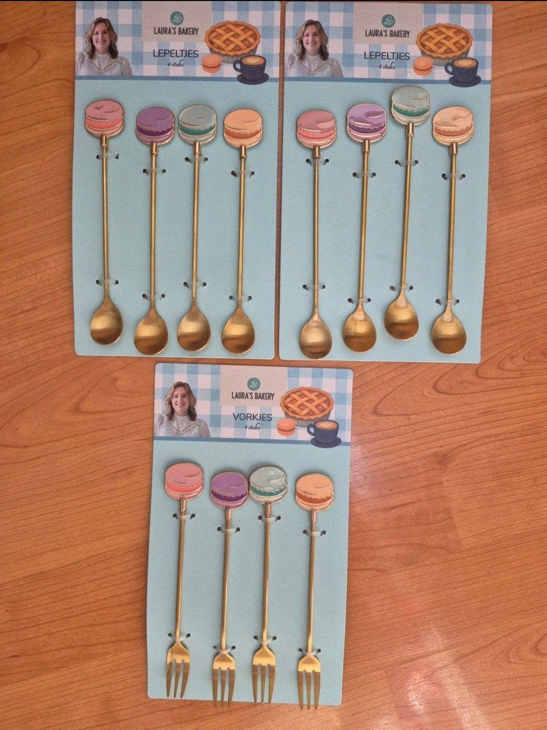 Laura's Bakery Macaron Lepeltjes en Vorkjes Set, Overige materialen, Gebaksvork, Los bestek, Nieuw