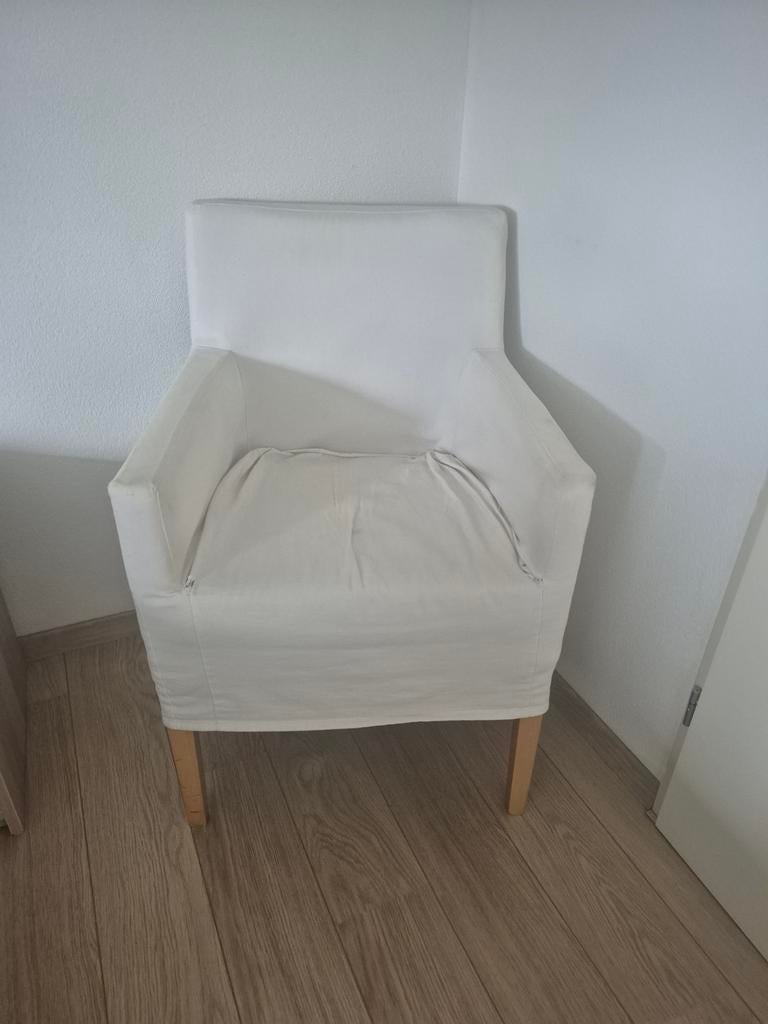 6 comfortabele eetkamerstoelen met afneembare hoes, Huis en Inrichting, Stoelen, Gebruikt, Eén, Hout, Stof, Wit, Ophalen of Verzenden