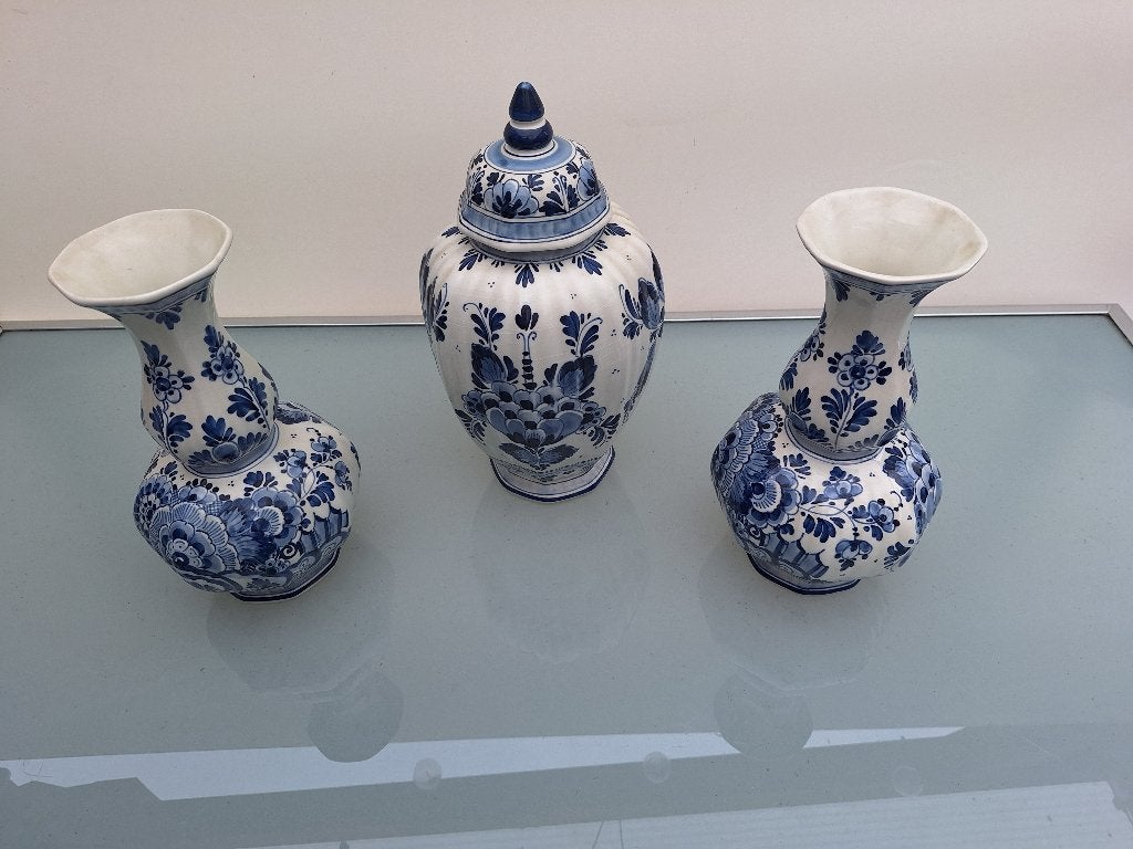 Delfts Blauw Vazen en Pot - Handgeschilderd, Ophalen of Verzenden