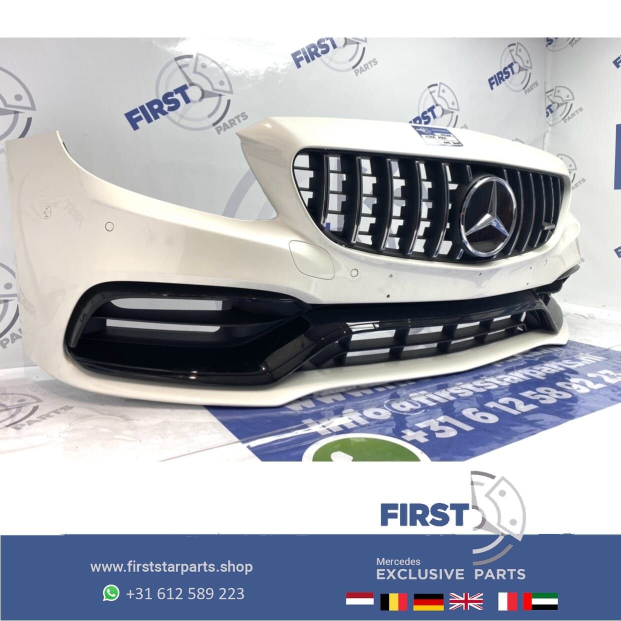 A205 C205 FACELIFT GT C63 C63S AMG BUMPER PARELMOER WIT COMP, Gebruikt, -, Voor, Ophalen of Verzenden