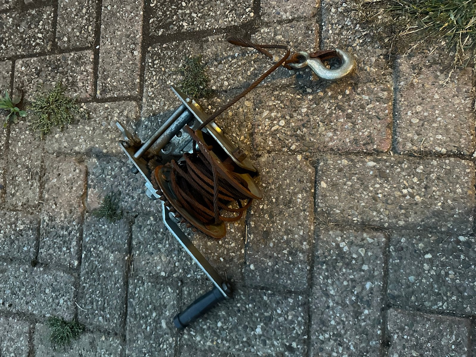 Handlier met staalkabel en haak, Ophalen of Verzenden, Gebruikt, Handmatig