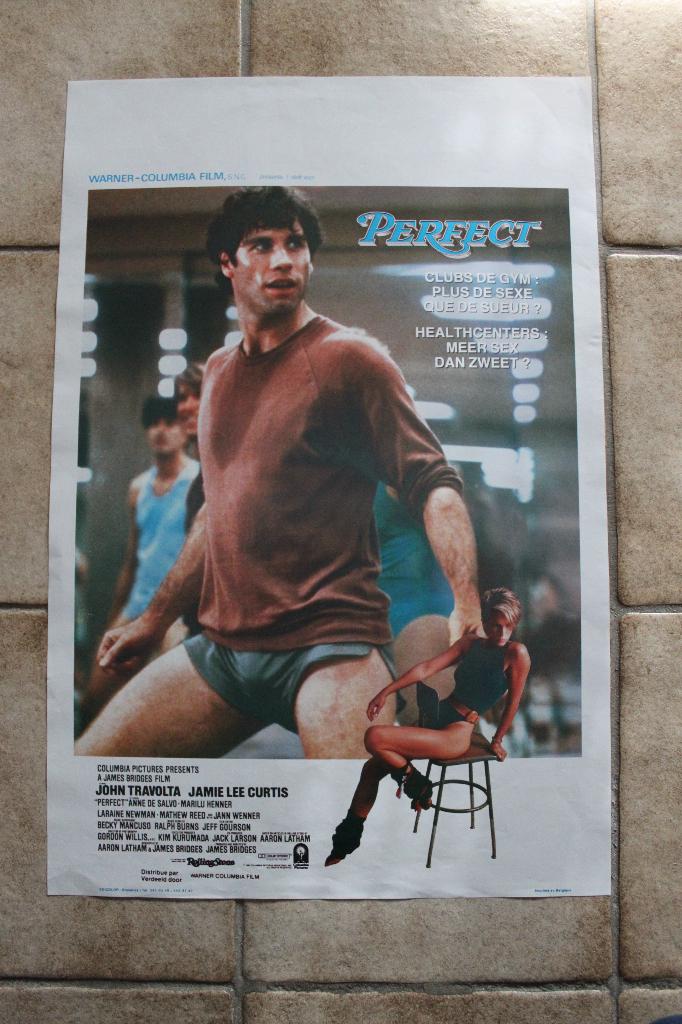 filmaffiche Perfect 1985 John Travolta filmposter, Rechthoekig Staand, Ophalen of Verzenden, Zo goed als nieuw, A1 t/m A3