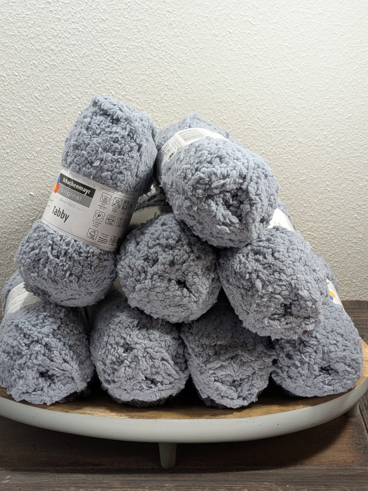 set van 8 bollen Schachenmayr Tabby garen in grijs, Ophalen of Verzenden, Nieuw, Breien of Haken, Wol of Garen