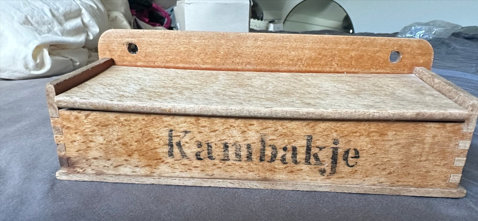 Vintage houten kambakje met deksel, Ophalen of Verzenden