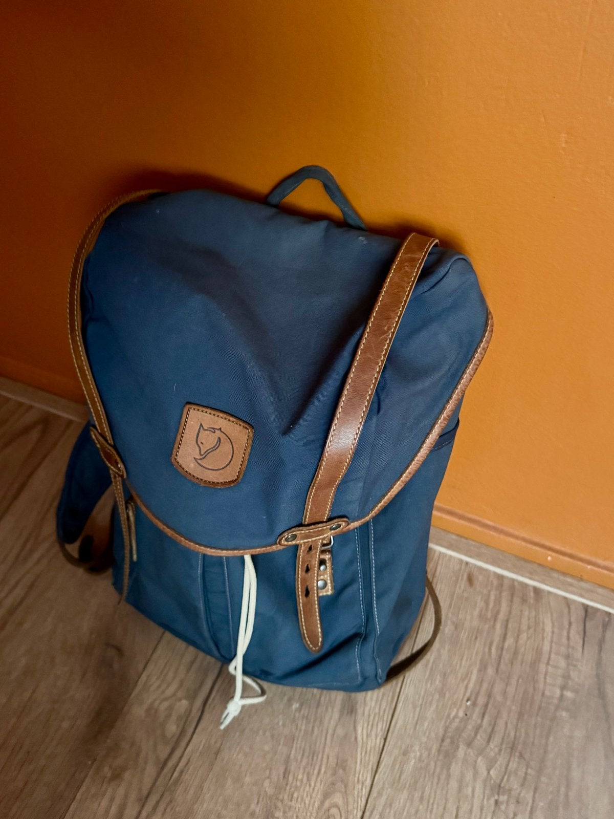 Fjällräven Rugzak - Blauw met Cognac Leren Details, Ophalen of Verzenden, Gebruikt, Overige merken