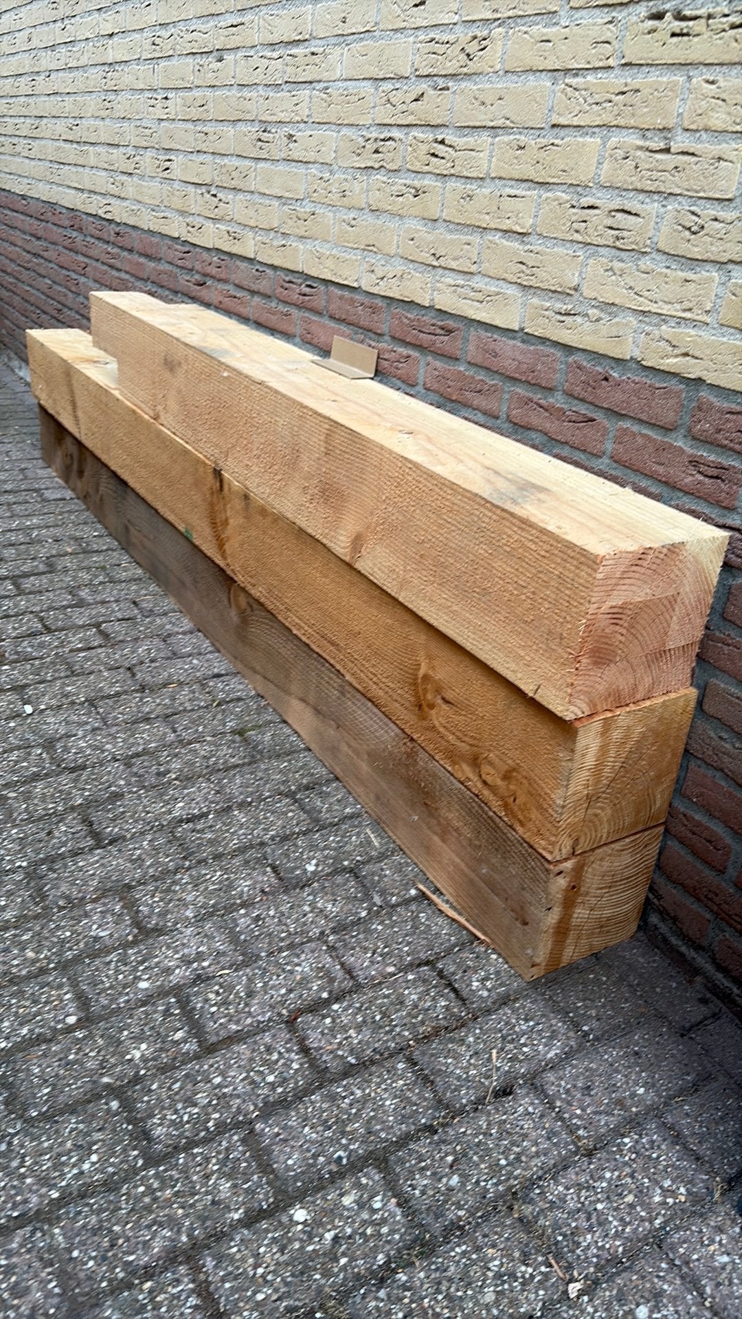 Douglas palen 20x20x250, Betonpoer incl Stelplaat en bev., Ophalen, Nieuw, Hout