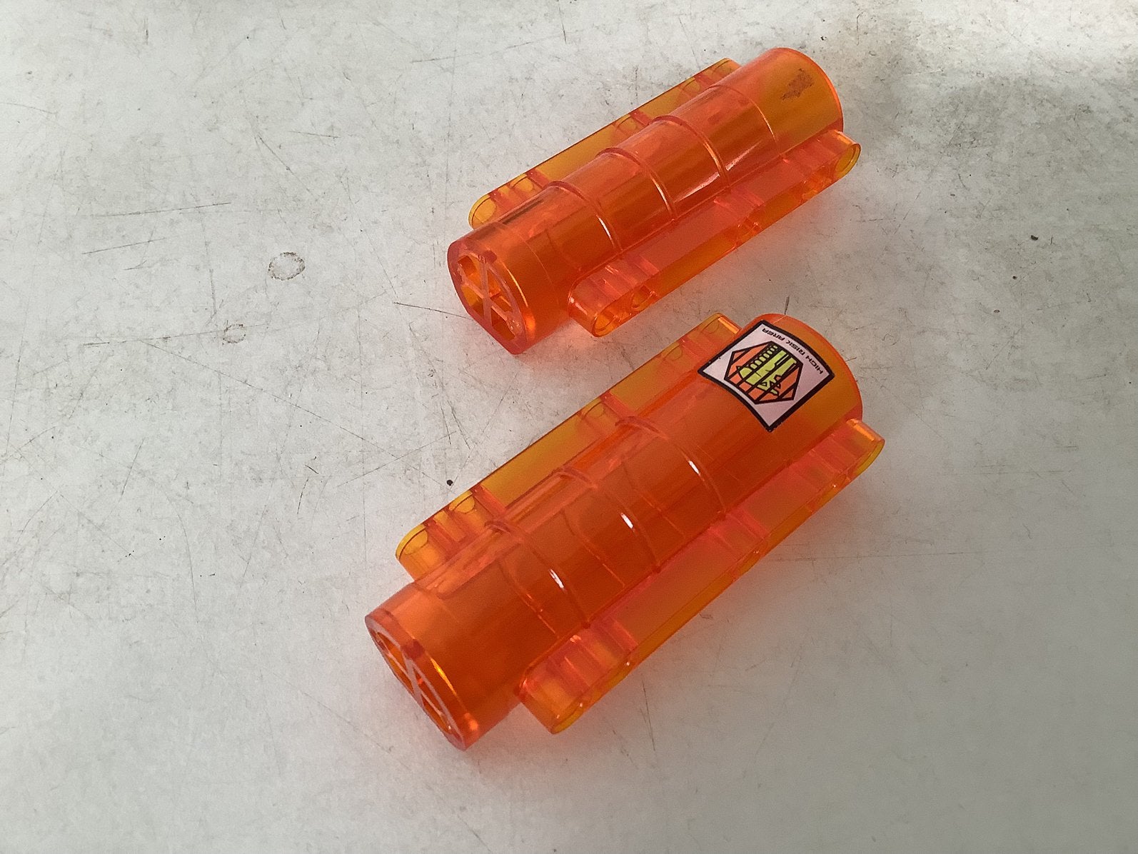 Lego cilinder 9x4x2 transparant oranje (1), Ophalen of Verzenden, Gebruikt, Losse stenen, Lego