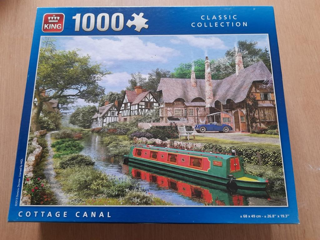 King puzzel Cottage Canal, 1000 st, Ophalen, 500 t/m 1500 stukjes, Zo goed als nieuw, Legpuzzel
