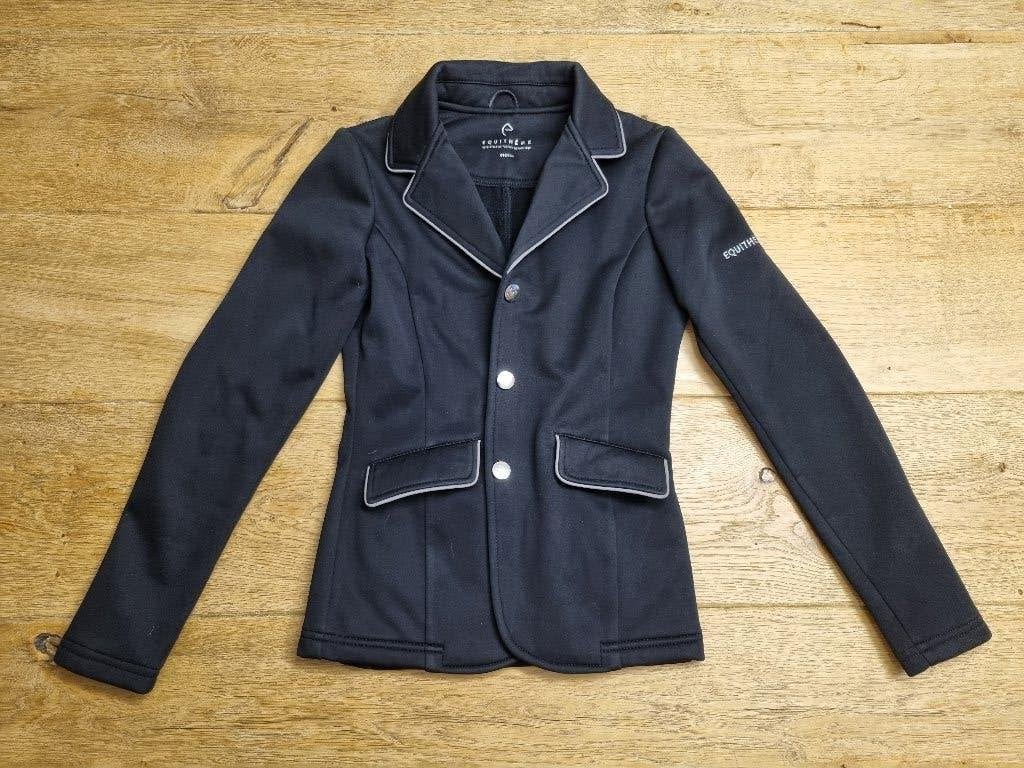 Paardij wedstrijdjasje maat 164 Equitheme, Dieren en Toebehoren, Paardrijkleding, Sierdetails, Overige merken, Zo goed als nieuw