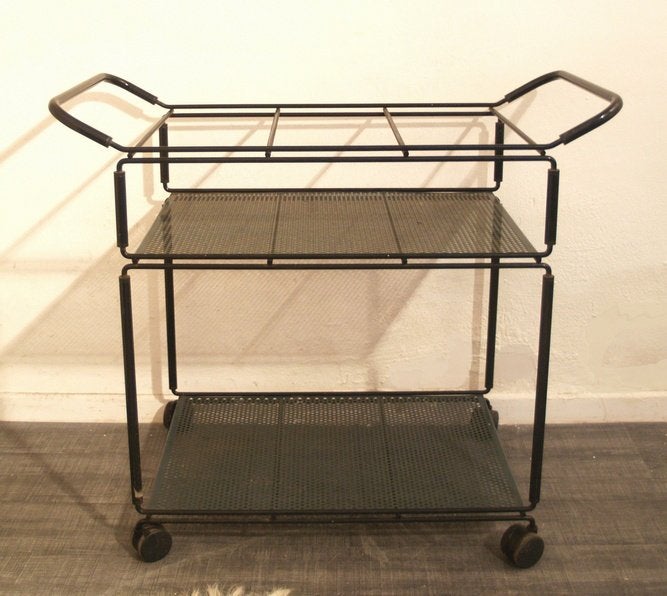 Niels Gammelgaard Ikea vintage design trolley / serveerwagen, Ophalen, Zwart, Metaal, Beweegbaar