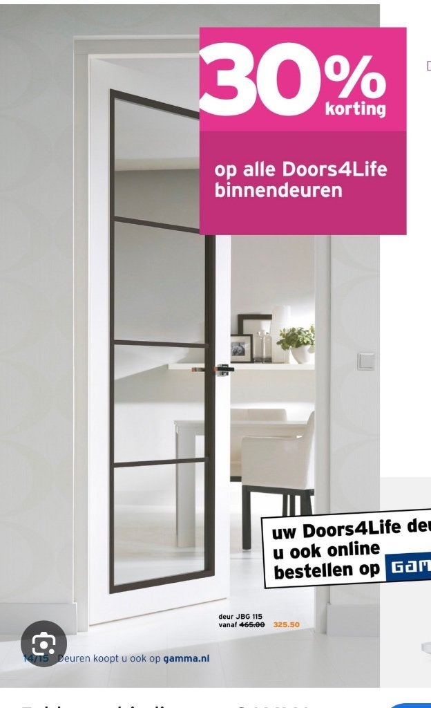 Doors4Life binnendeur model JBG 115, Ophalen, 80 tot 100 cm, Binnendeur, Nieuw