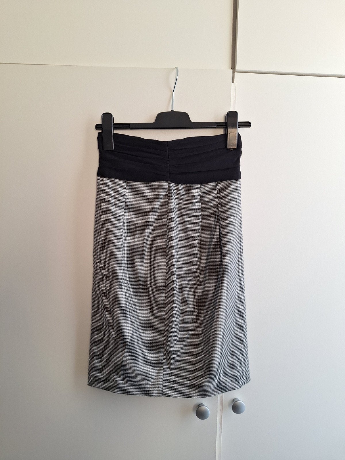 Zara grijze kokerrok pied-de-poul ruitjes print maat XS / S, Verzenden, Zara, Knielengte, Maat 36 (S)