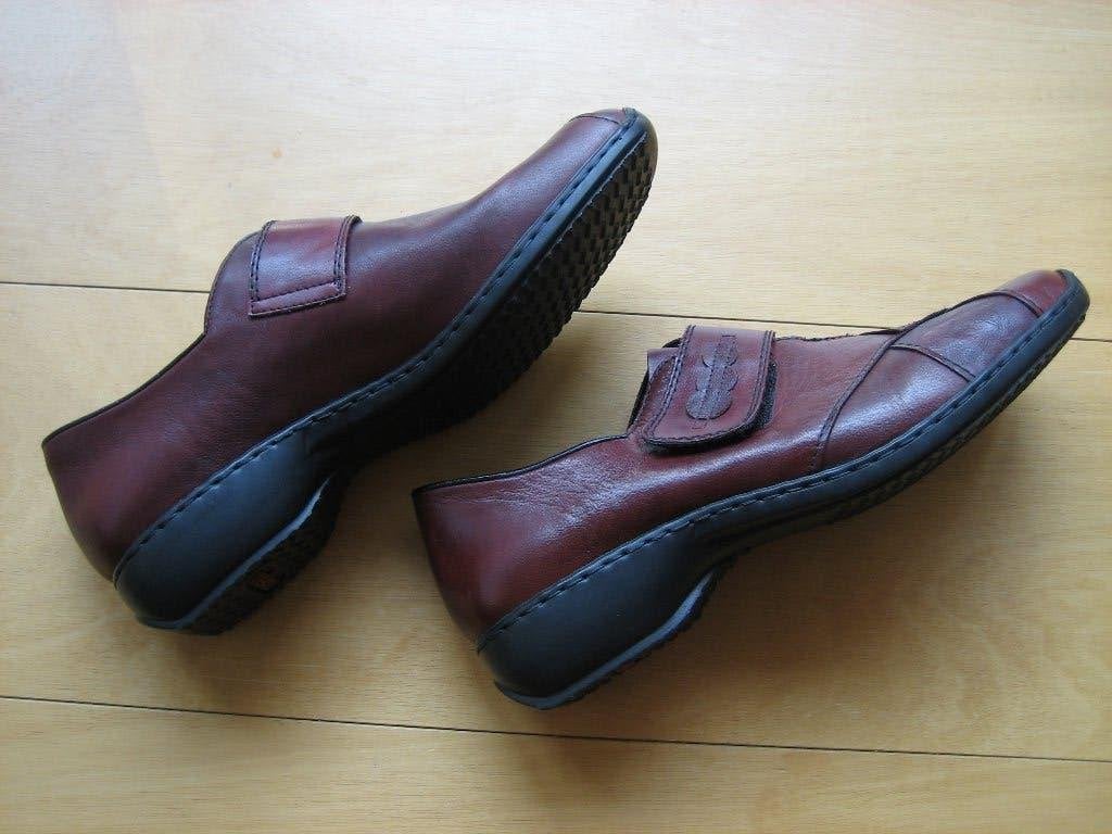 Nieuwe bordeaux leren comfort schoenen RIEKER 42 snazzeys, Instappers, Nieuw, Ophalen of Verzenden, Rood