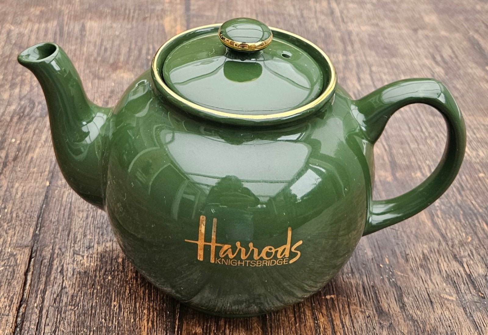 Luxe Harrods groene theepot - James Sadler - 1 liter, Huis en Inrichting, Keuken | Servies, Ophalen of Verzenden, Zo goed als nieuw