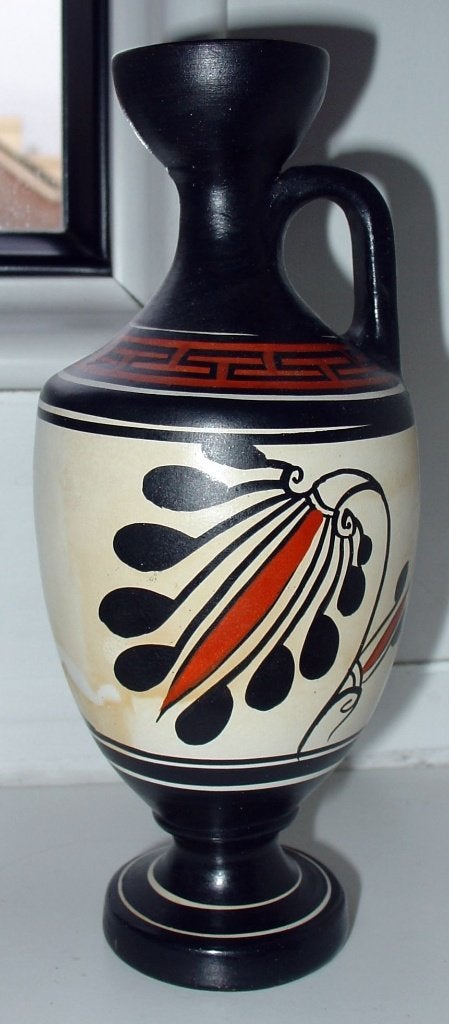 Zeldzame vintage handgegraveerde Griekse Amfora ca 1975, Meerkleurig, Mediterraans, Ophalen of Verzenden, Zo goed als nieuw