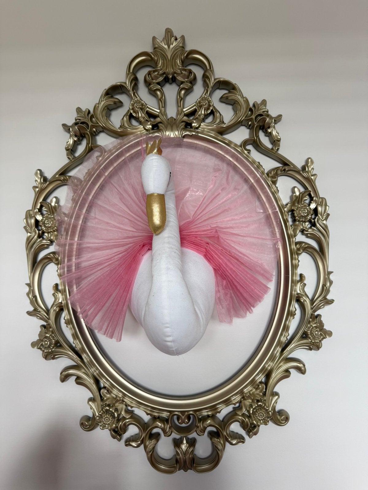 Muurdecoratie zwaan met lijst, Sieraden, Tassen en Uiterlijk, Ophalen, Zo goed als nieuw, Goud, Overige materialen