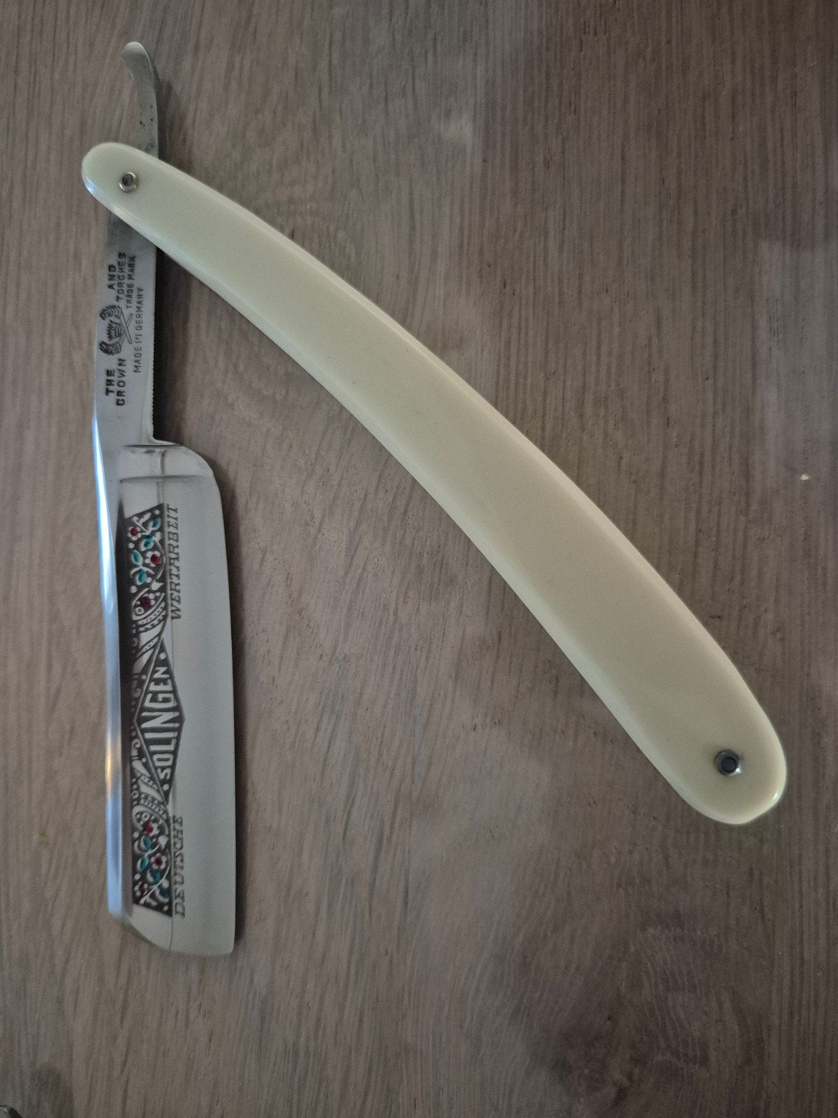 Straight Razor/ Open Scheermes Solingen 4x, Ophalen of Verzenden, Zo goed als nieuw, Gehele gezicht