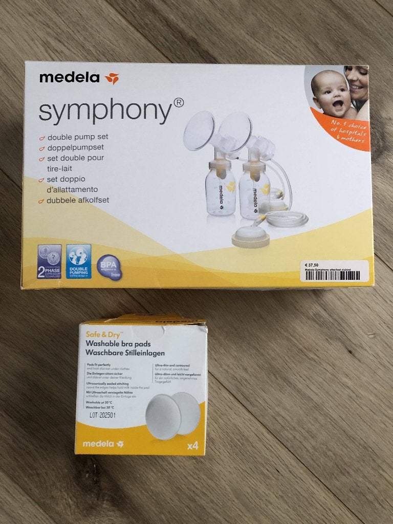 medela symphony double pump set maat 24 and 27 + new brapads, Kinderen en Baby's, Babyvoeding en Toebehoren, Ophalen, Zo goed als nieuw