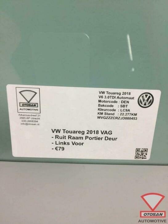 vw touareg 2018 portier deur ruit raam links voor, Gebruikt, Volkswagen, Volkswagen AG, Berliner Ring 2
38440  Wolfsburg, DE