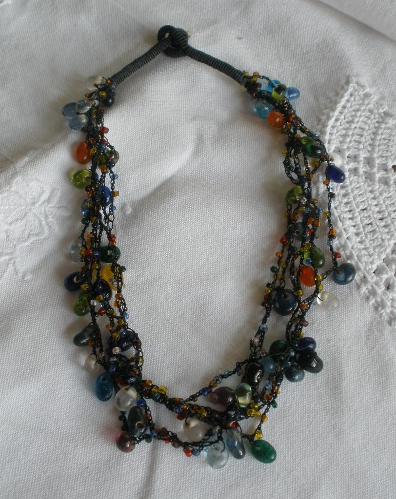 Vintage ketting met glazen kralen, Ophalen of Verzenden, Zo goed als nieuw, Overige kleuren, Overige materialen