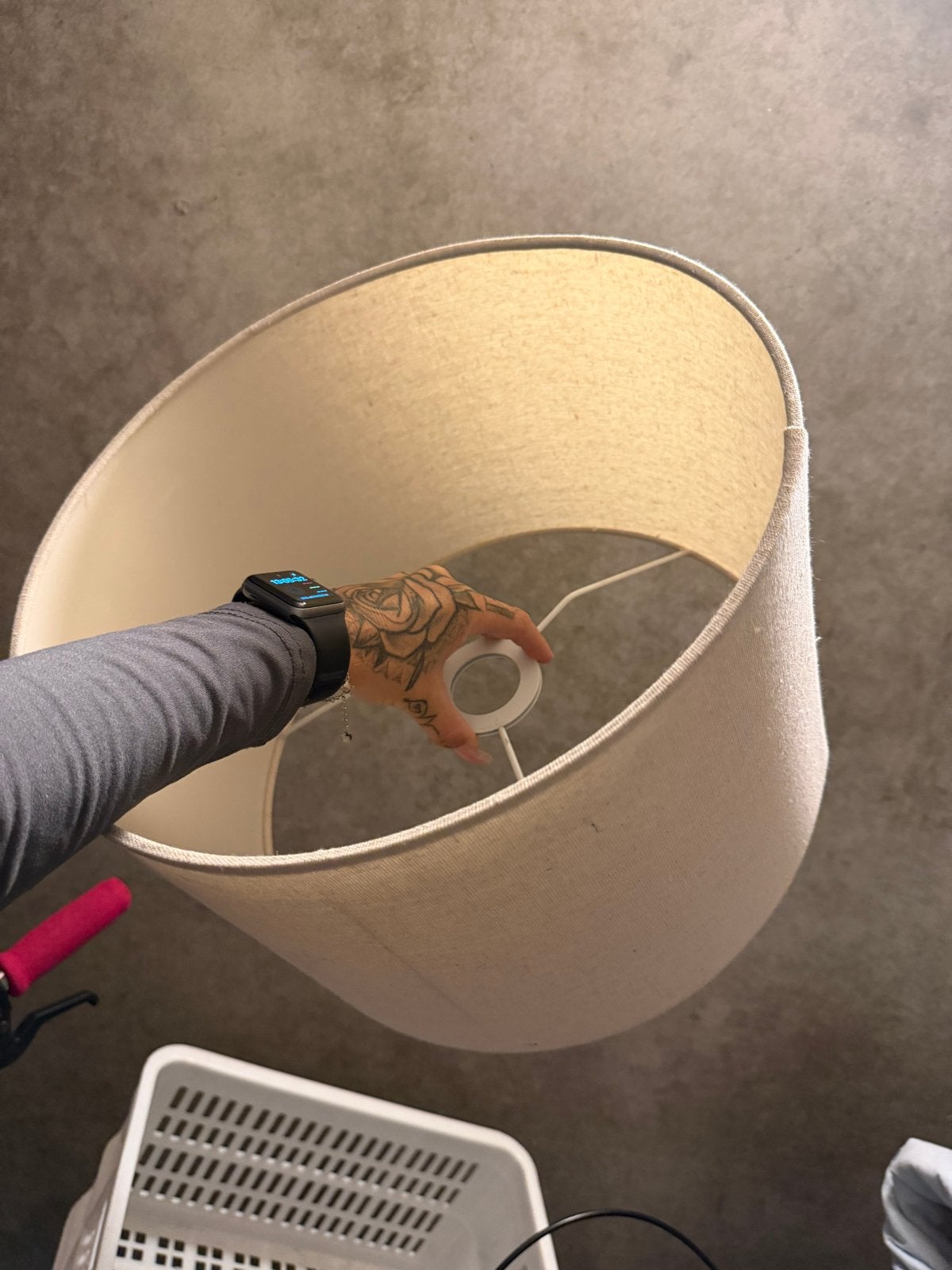 Witte lampenkap, Huis en Inrichting, Lampen | Lampenkappen, Ophalen, Gebruikt, Wit, Rond