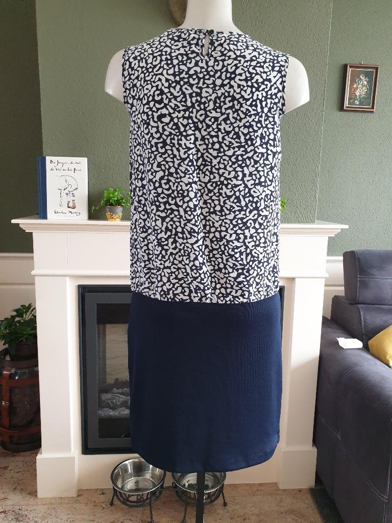 Devernois prachtige blauw wit zijden jurk jurkje mt 38 40 M, Kleding | Dames, Maat 38/40 (M), Zo goed als nieuw, Knielengte, Devernois