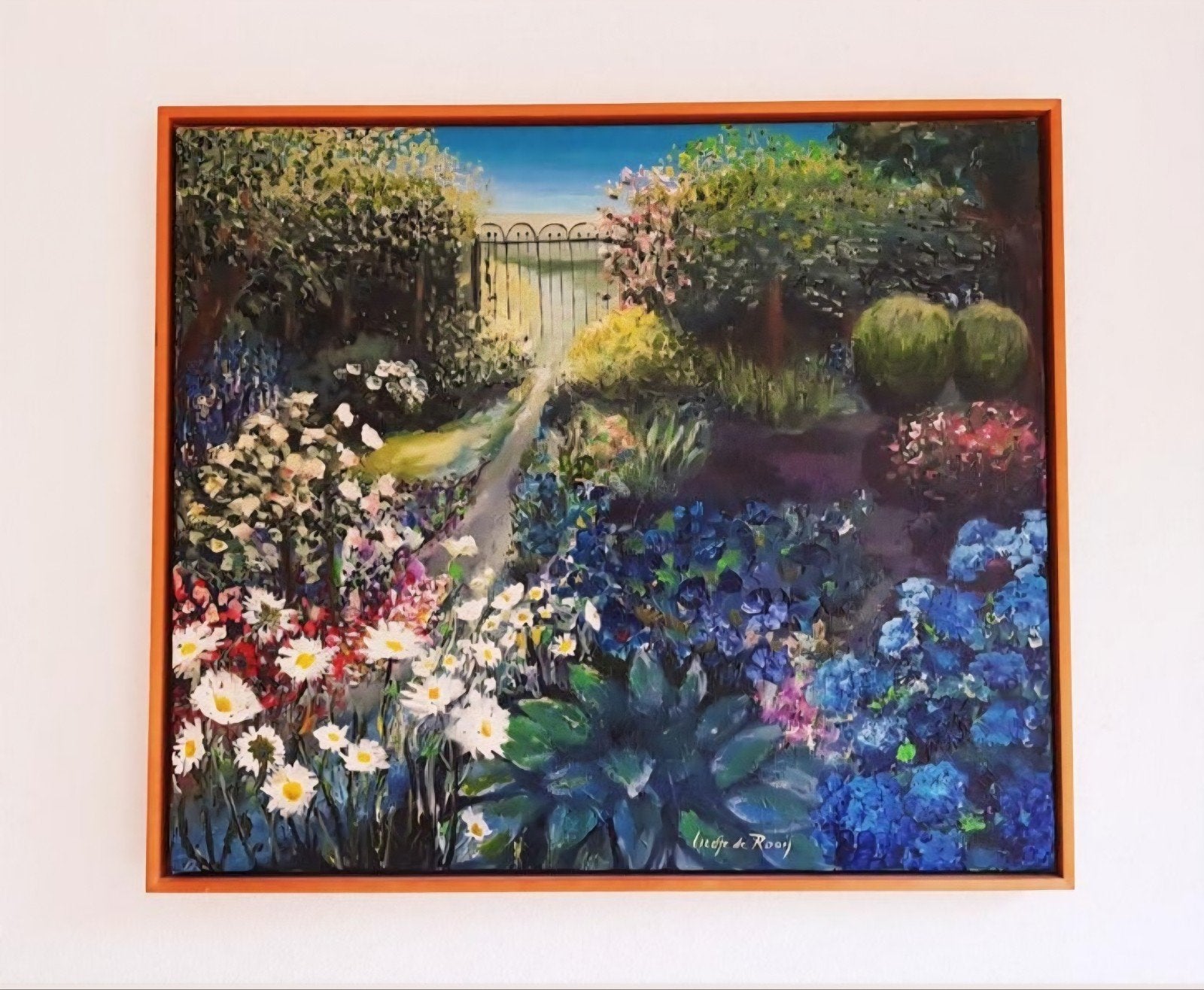 Schilderij Liedje de Rooij- TUIN, Ophalen, Handgeschilderd, Acrylverf, Bloemen
