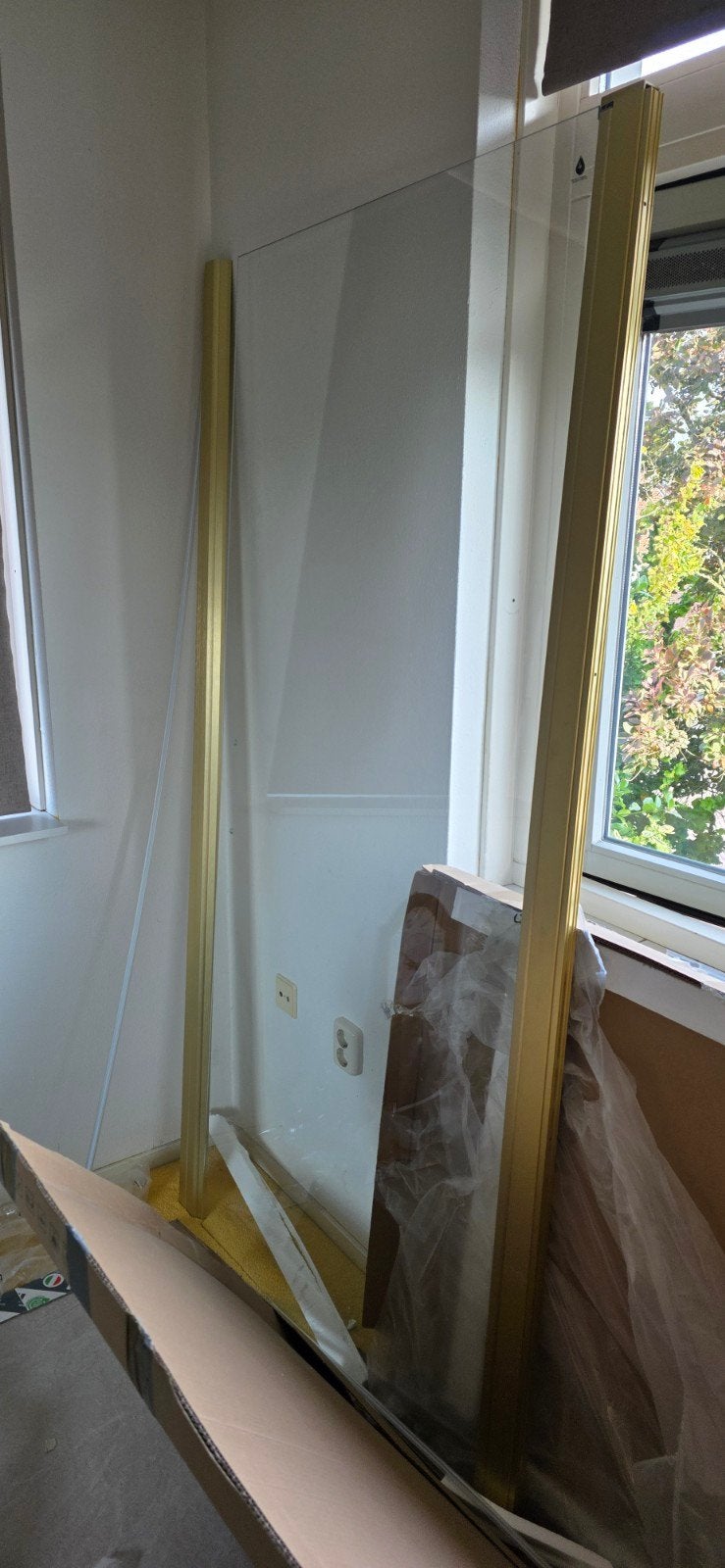 Fortifura Galeria Douchedeur - 100x200 Geborsteld Goud, Ophalen, Zo goed als nieuw, Glas, Douche