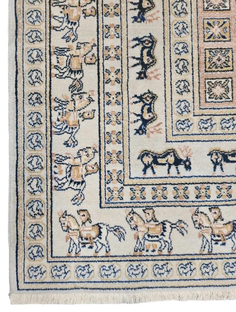 Vintage Perzisch wol Pazyryk Samarkand vloerkleed 140x200cm, Onbekend@voorbeeld.com, 100 tot 150 cm, Onbekend, Zo goed als nieuw
