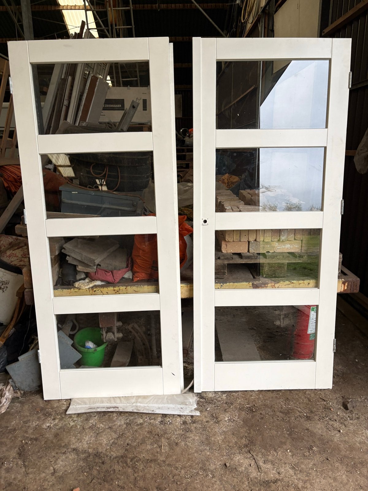 Openslaande houten binnendeuren met glas, Doe-het-zelf en Verbouw, Ophalen, Gebruikt, Binnendeur, 200 tot 215 cm