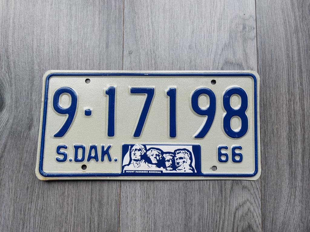Kenteken 1966 South Dakota USA Nummerplaat Nummerbord, Ophalen of Verzenden, Gebruikt, Auto's