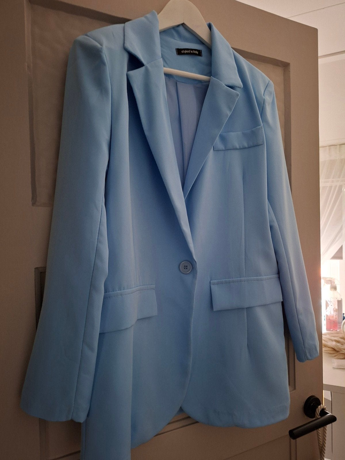 Lichtblauwe blazer maat 40 - Zo goed als nieuw, Maat 38/40 (M), Blauw, Ophalen of Verzenden, Zo goed als nieuw