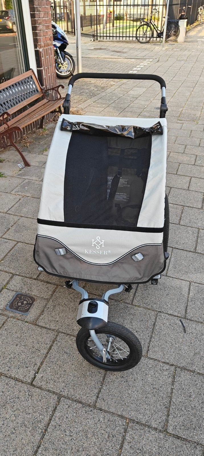 Kessler kinderfietskar voor 2 kinderen met newborn systeem, Ophalen, Gebruikt, Kinderkar, 40 tot 60 kg