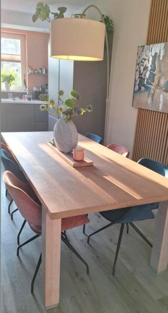 Eikenhouten eettafel, 220x100 van Hans Daalder, Huis en Inrichting, Ophalen, 100 tot 150 cm, Eikenhout, 200 cm of meer
