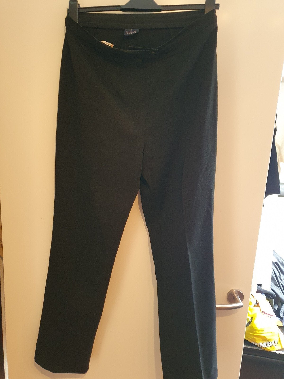 Dames 44 bandplooi pantalon broek zwart/grafiet Trussardi, Zwart, Maat 42/44 (L), Ophalen of Verzenden, Zo goed als nieuw