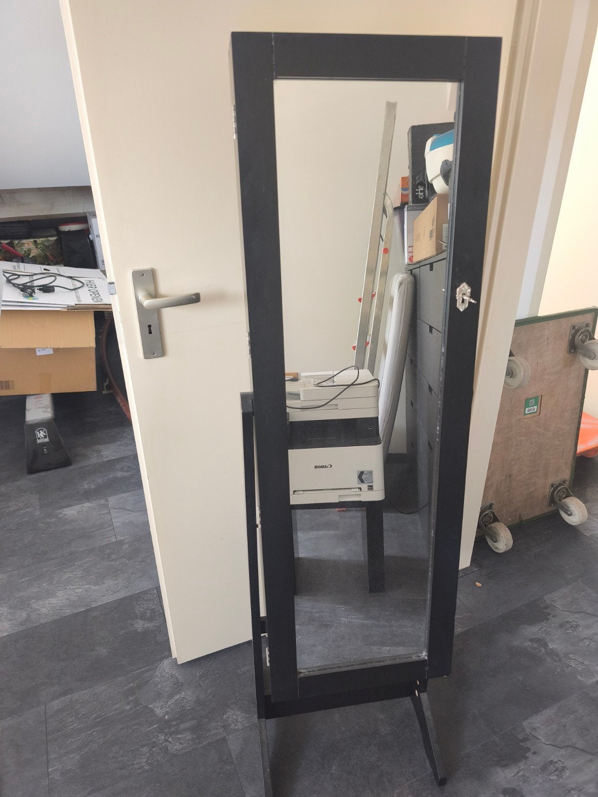 Sieradenkast met spiegel - Zwart, Ophalen, Minder dan 50 cm, Gebruikt, 100 tot 150 cm