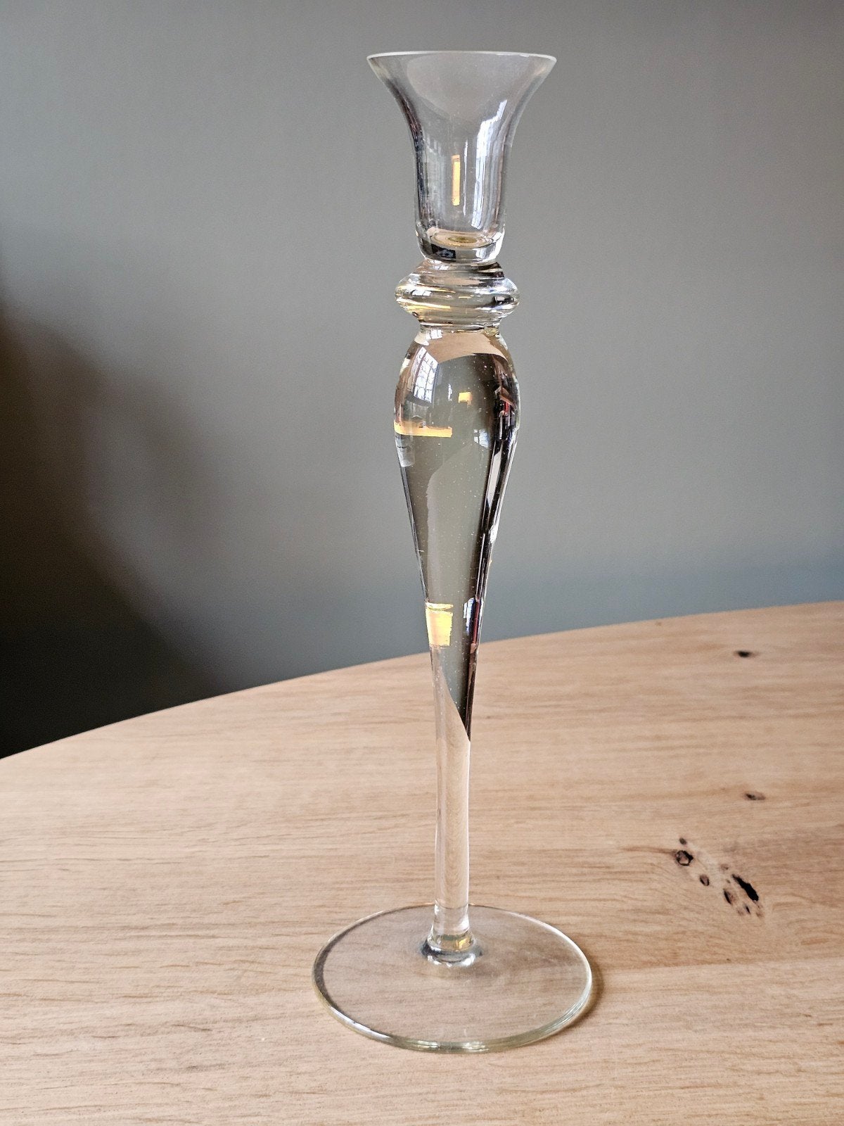 Vintage Glazen Kandelaar – Mid-Century Modern – 30 cm, Ophalen of Verzenden, Glas