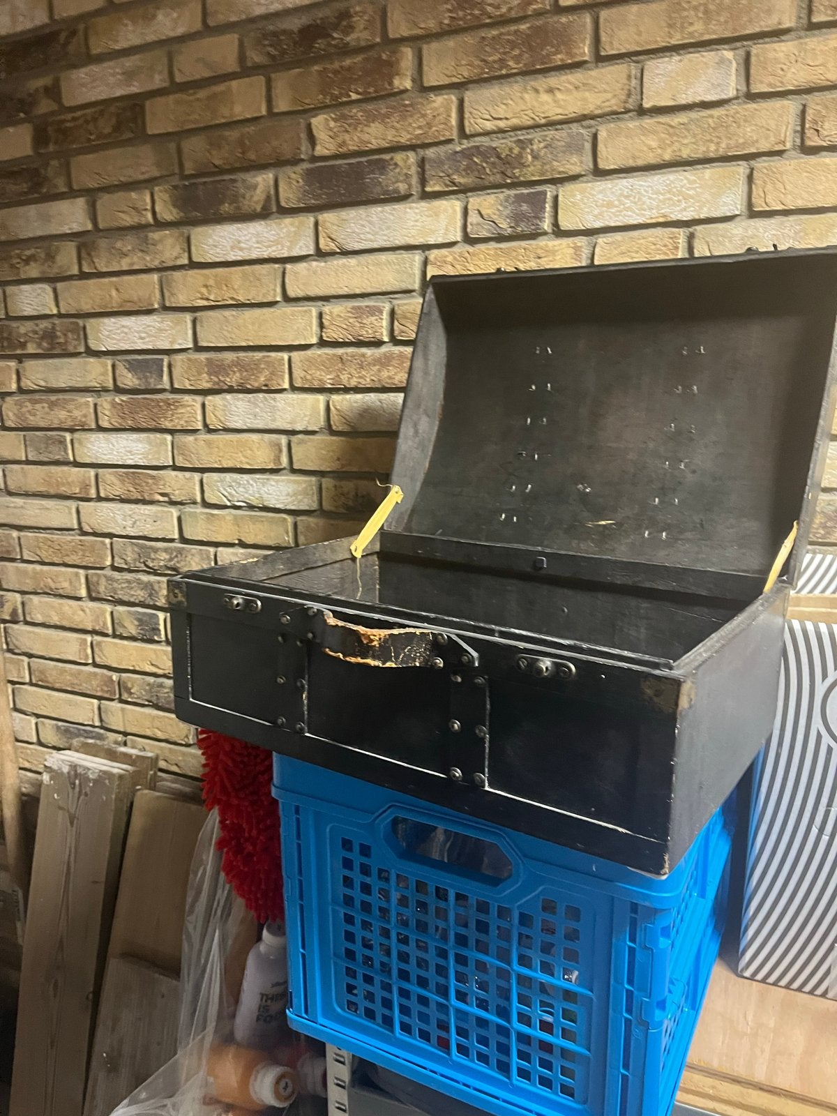 Vintage houten kist / schatkist - Zwart, Huis en Inrichting, Woonaccessoires | Kisten, Ophalen