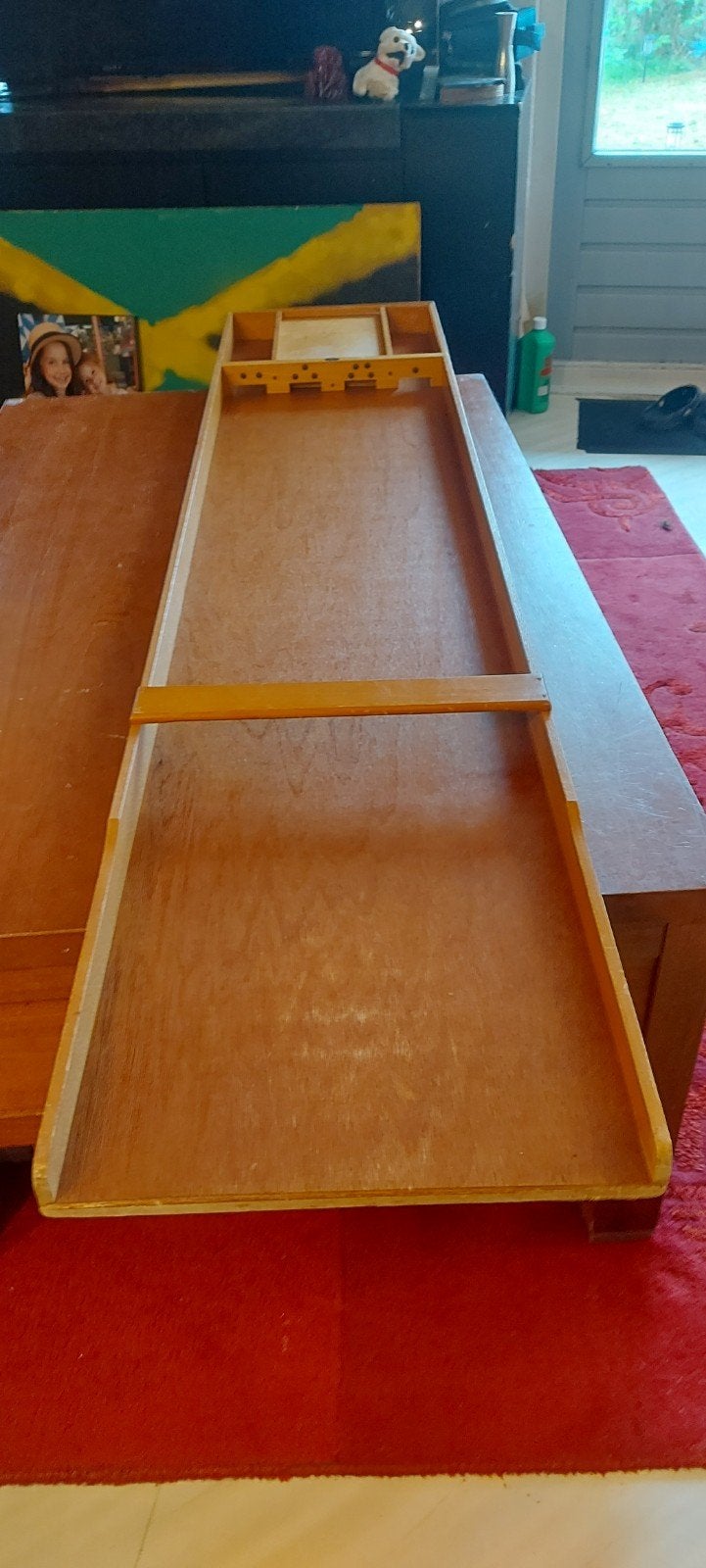 Klassieke eikenhouten Homas S-30 sjoelbak met stenen, Ophalen, Gebruikt
