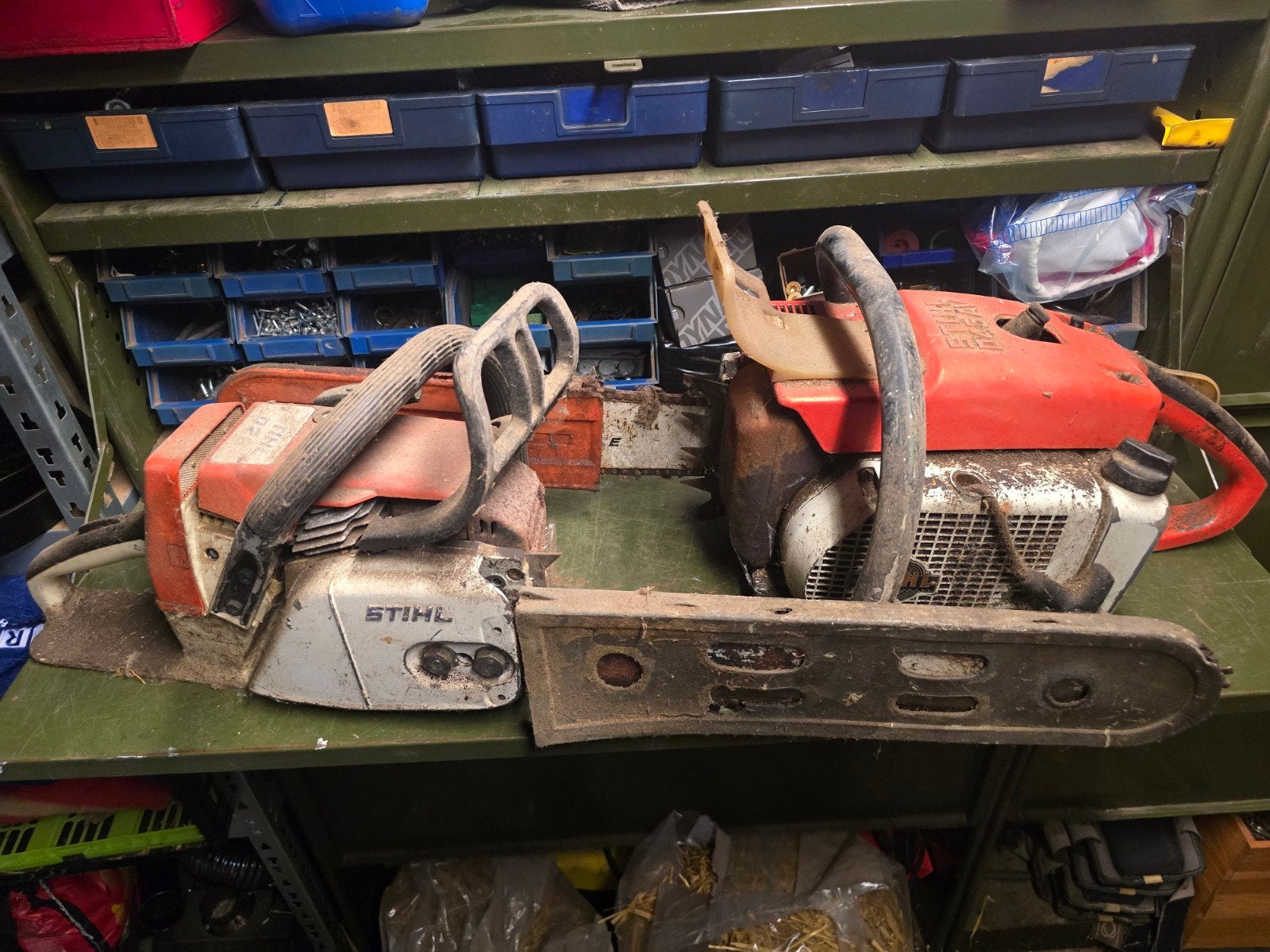 Stihl 026 en Stihl 045AV Kettingzagen - Gebruikt, Ophalen, Gebruikt, Kettingzaag, Stihl