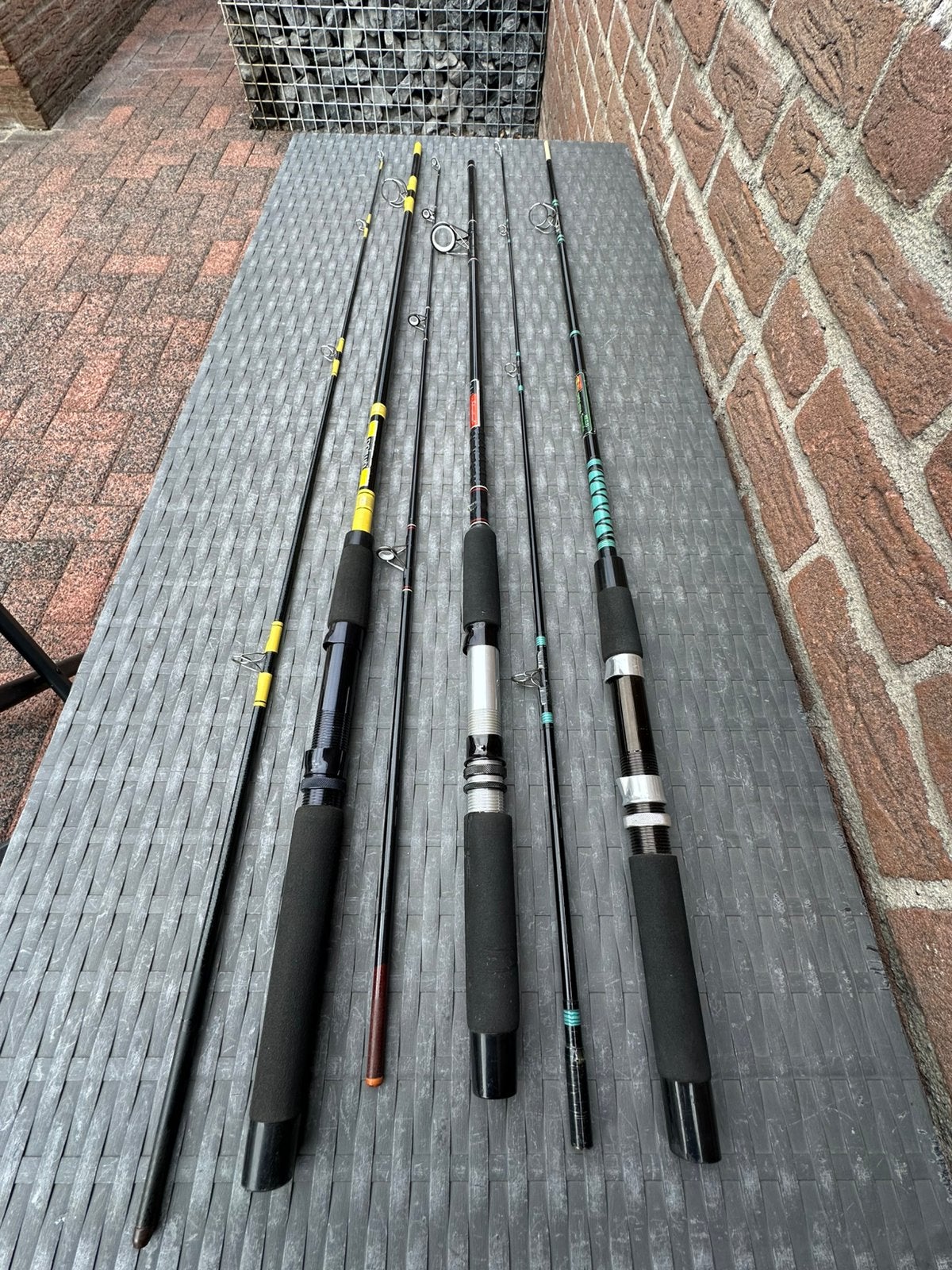 3 spinhengels, Watersport en Boten, Ophalen, Gebruikt, Werphengel