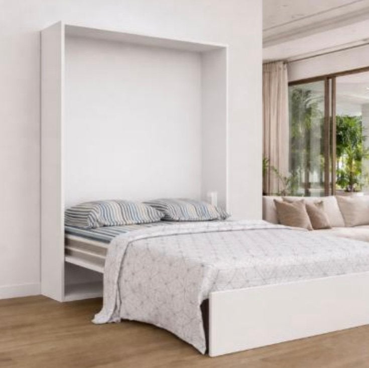 Bedkast - opklapbaar bed - wit - van Haags Beddenbedrijf, Ophalen, Tweepersoons, Zo goed als nieuw, 180 cm