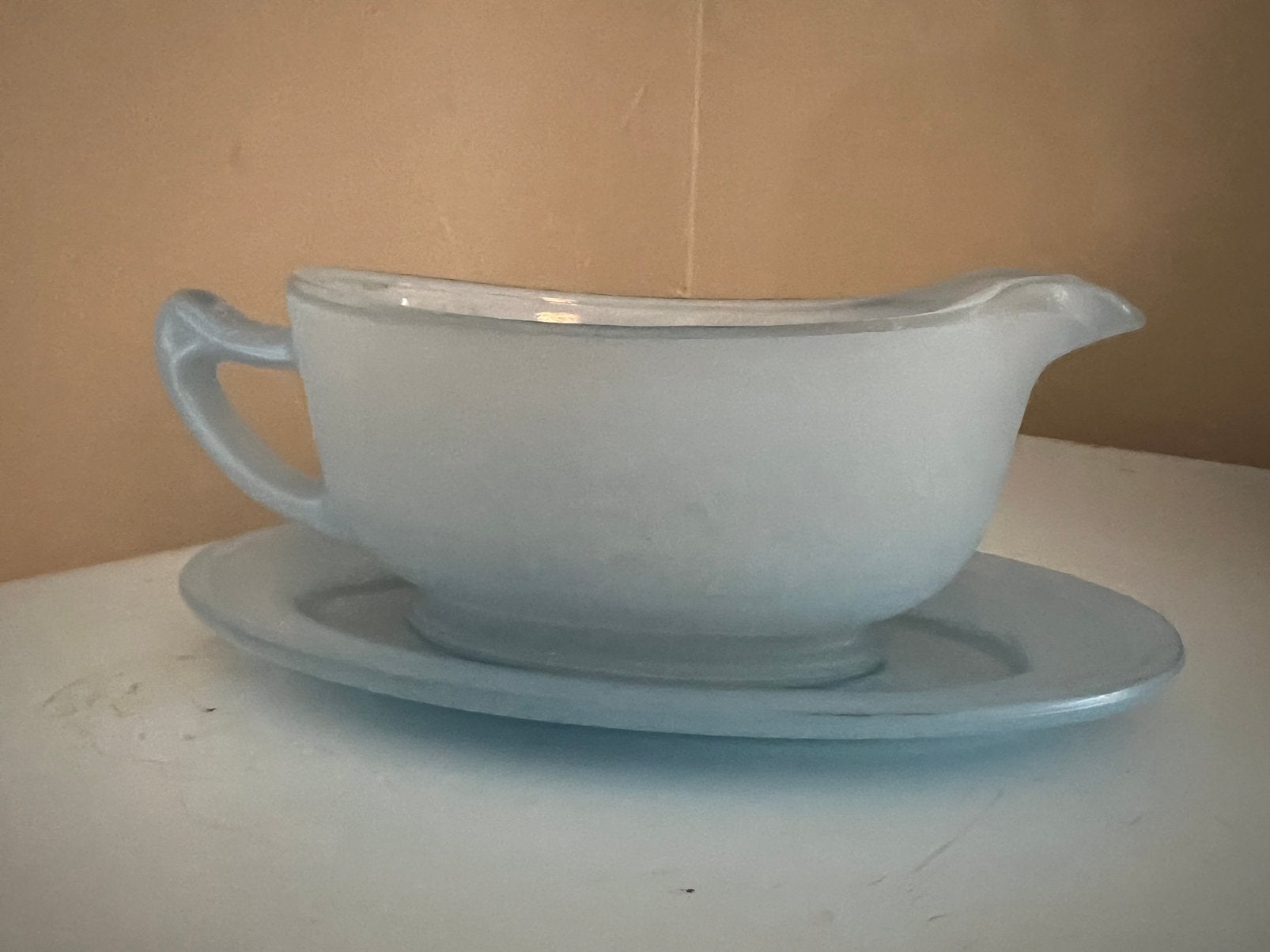 Vintage jaren 50 60 pastel blauw  Pyrex juskom, Ophalen of Verzenden