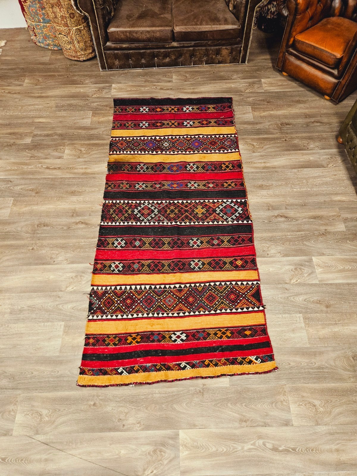 Handgeweven Kelim Tapijt. Prachtige kleuren en patronen!, 200 cm of meer, Ophalen of Verzenden, Zo goed als nieuw, Kelim