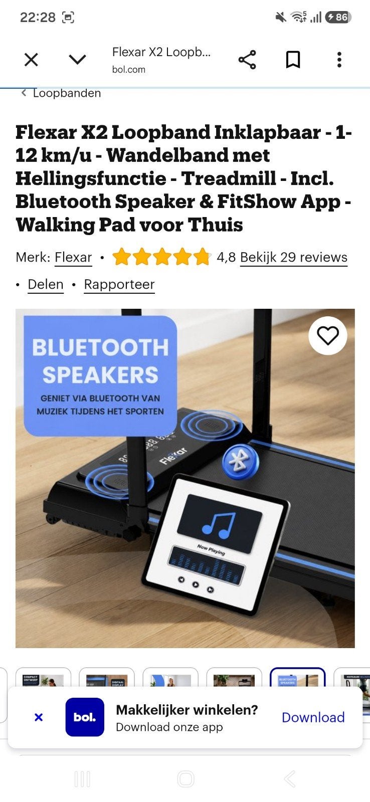 Foto 7 van Flexar X2 Loopband - Inklapbaar - Hellingfunctie - Bluetooth
