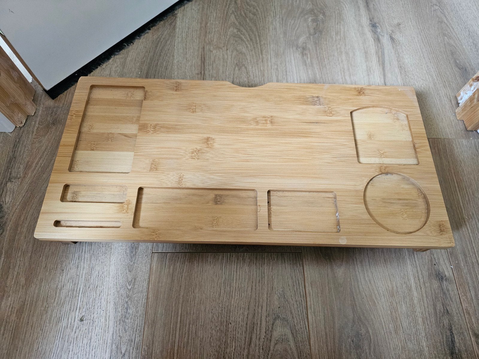 Houten monitor standaard met vakken, Computers en Software, Ophalen of Verzenden, Zo goed als nieuw