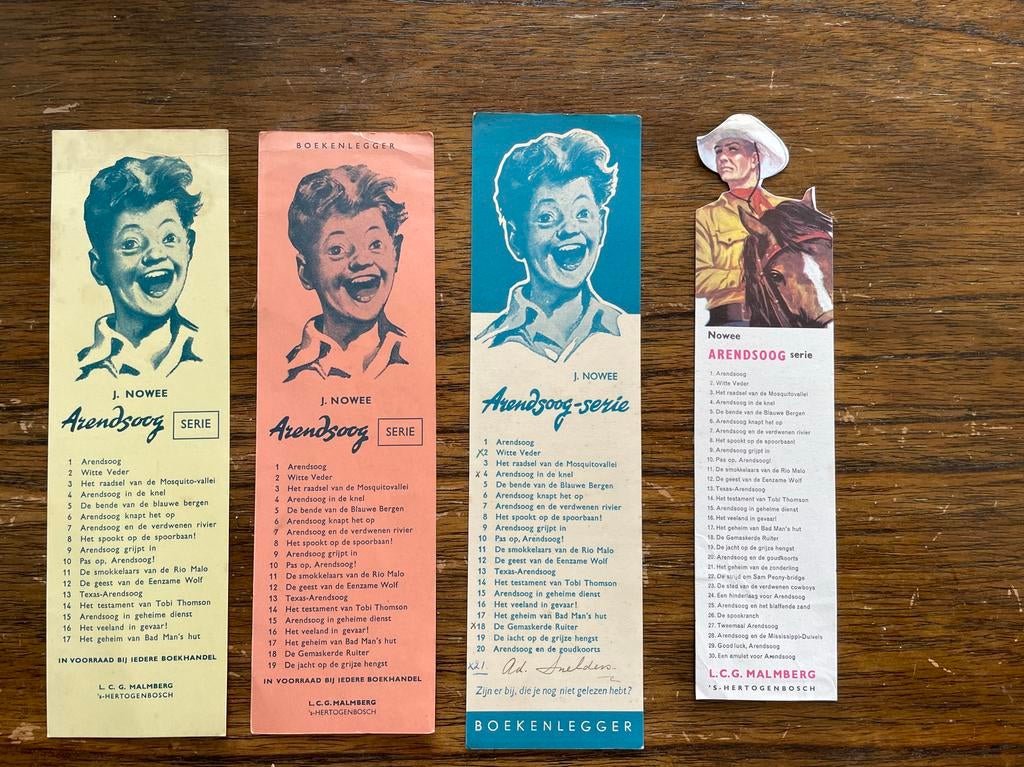 Vintage Boekenleggers J. Nowee Arendsoog en Karel Beke Pim P, Verzamelen, Ophalen of Verzenden, Zo goed als nieuw